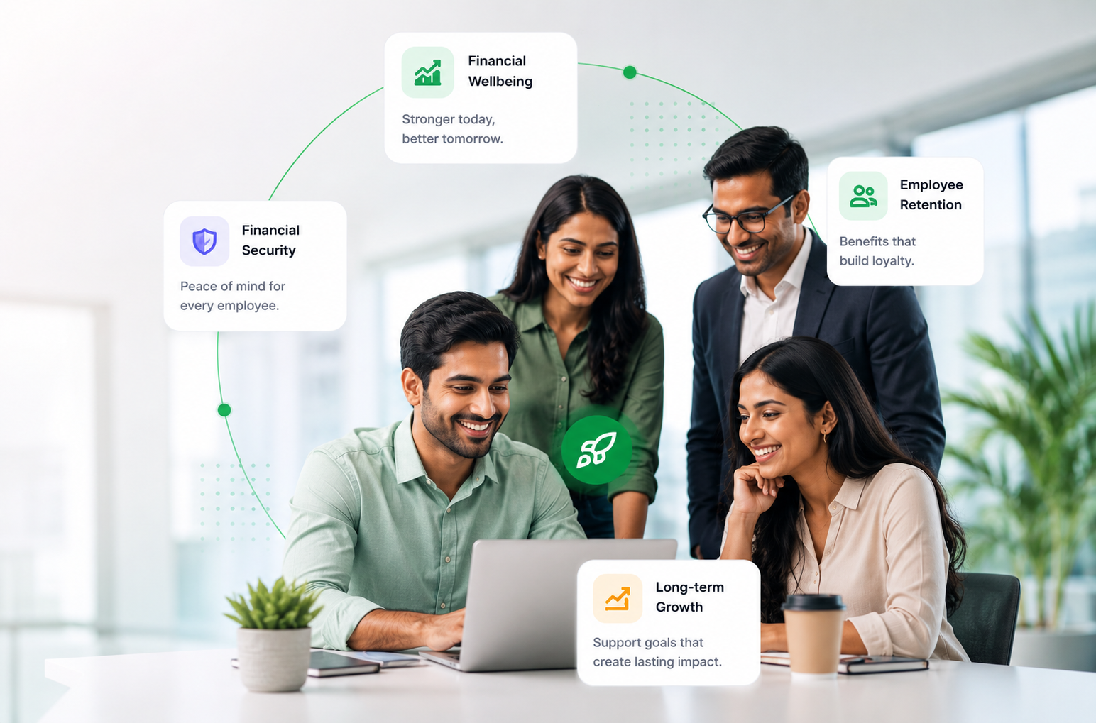 Solutions 1 Modern corporate team in collaborative workspace