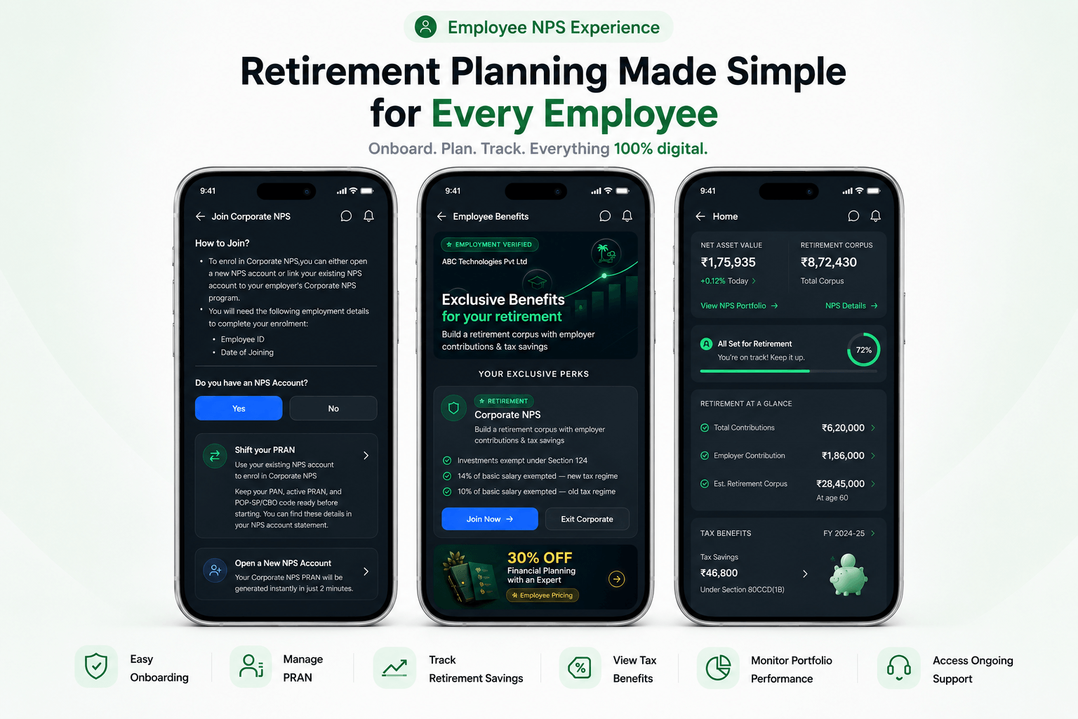 Corporate NPS 4 Employees Mobile App screen for Corporate NPS
