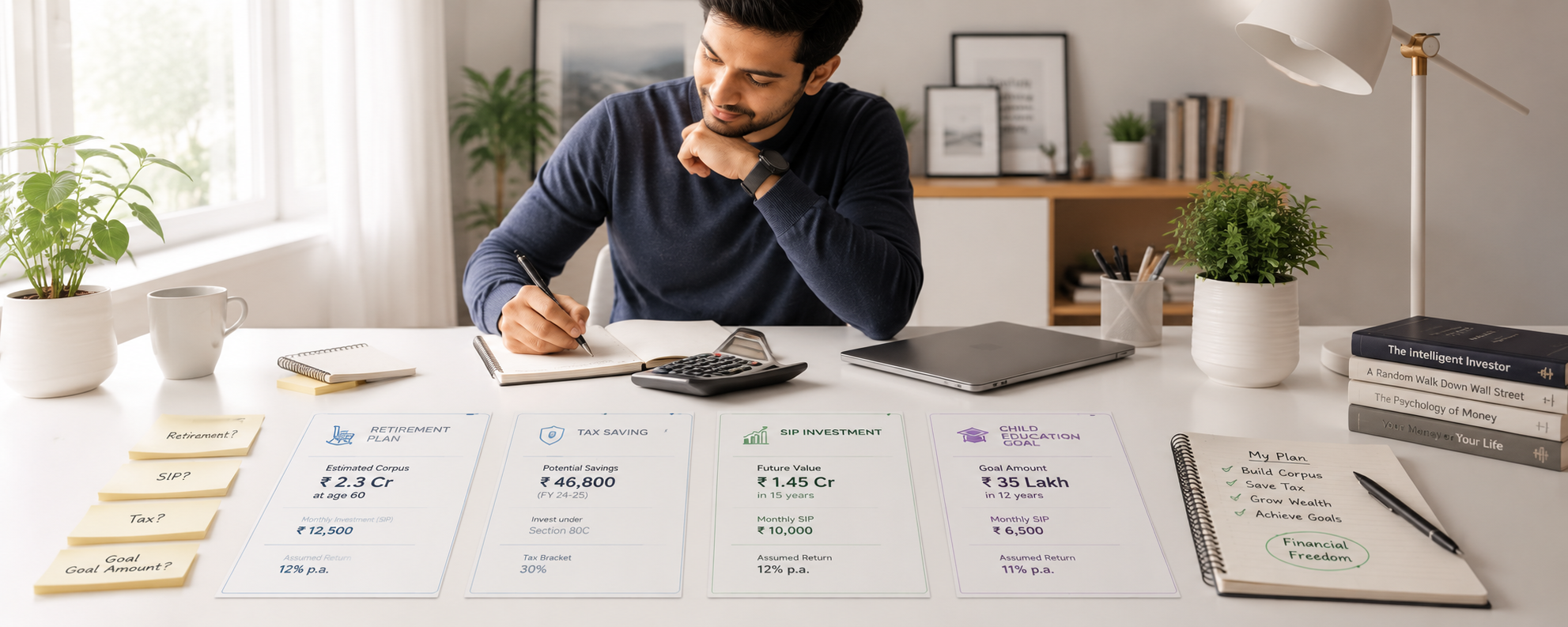 Financial calculators for SIP, tax and retirement estimates